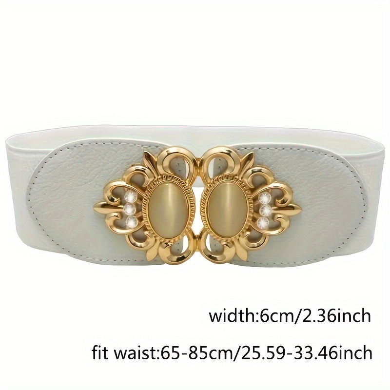 Opal Inlaid Buckle Wide Waistband Belt for Women